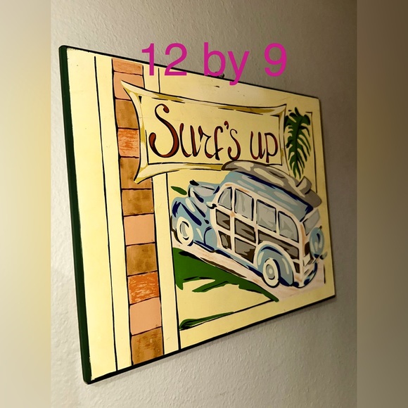 12 by 9 Beach house Surfs Up Plaque - Picture 1 of 3